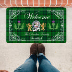 Doormat - Welcome Mat Scottish Clan Badge Dunbar Hunting Tartan Door Mat, Plaid Doormat With Thistle and Two Lion Scottish