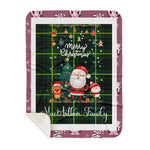 Personalized Gift Tartan Plaid Blanket Clan MacArthur Modern With Funny Santa Snowman Reindeer Merry Christmas Gift Sherpa Blanket, blue plaid sherpa blanket,blue tartan sherpa blanket,Buchan,buffalo plaid sherpa blanket,christmas sherpa blanket,Christmas Throw Blanket