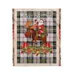 Personalized Gift Plaid Tartan Blanket Clan MacPherson Dress Ancient With Moose Lover Xmas Gift Santa Riding Christmas Fleece Blanket