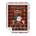 Personalized Gift Tartan Plaid Blanket Clan Douglas of Roxburgh With Funny Santa Snowman Reindeer Merry Christmas Gift Sherpa Blanket, blue plaid sherpa blanket,blue tartan sherpa blanket,Buchan,buffalo plaid sherpa blanket,christmas sherpa blanket,Christmas Throw Blanket
