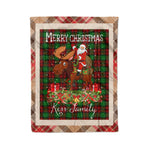 Personalized Gift Plaid Tartan Blanket Clan Kerr With Moose Lover Xmas Gift Santa Riding Christmas Fleece Blanket