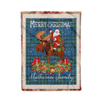Personalized Gift Plaid Tartan Blanket Clan Matheson Hunting Ancient With Moose Lover Xmas Gift Santa Riding Christmas Fleece Blanket