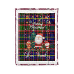Personalized Gift Tartan Plaid Blanket Clan Glas With Funny Santa Snowman Reindeer Merry Christmas Fleece Blanket, Christmas Blanket, Plaid Blanket, Tartan Blanket,Scottish Blanket
