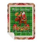 Personalized Gift Plaid Tartan Blanket Clan Galloway District With Moose Lover Xmas Gift Santa Riding Buffalo Plaid Christmas Sherpa Blanket