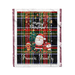 Personalized Gift Tartan Plaid Blanket Clan Francis With Funny Santa Snowman Reindeer Merry Christmas Fleece Blanket, Christmas Blanket, Plaid Blanket, Tartan Blanket,Scottish Blanket