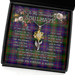 To My Beautiful Soulmate Sunflower Necklace In Your Eyes I Have Found My Home Clan Cameron Of Erracht Modern Tartan Jewelry For Girlfriend, Tartan Sunflower Pendant Necklace, Scottish Tartan Jewelry, valentine necklace, necklace girlfriend, necklace for wife, cute necklaces for girlfriend, jewelry for girlfriend, to my soulmate necklace, to my future wife necklace