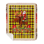 Personalized Gift Plaid Tartan Blanket Clan Jardine Yellow With Moose Lover Xmas Gift Santa Riding Buffalo Plaid Christmas Sherpa Blanket
