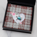 Sea Turtle Necklace Gift for My Beautiful Girlfriend Valentines Necklace Clan Clayton Tartan Blue Turtle Necklace