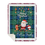 Personalized Gift Tartan Plaid Blanket Clan MacCallum Ancient With Funny Santa Snowman Reindeer Merry Christmas Gift Sherpa Blanket, blue plaid sherpa blanket,blue tartan sherpa blanket,Buchan,buffalo plaid sherpa blanket,christmas sherpa blanket,Christmas Throw Blanket