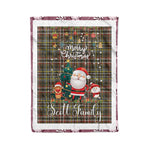 Personalized Gift Tartan Plaid Blanket Clan Scott Green Weathered With Funny Santa Snowman Reindeer Merry Christmas Fleece Blanket, Home Living Room, Plaid Blanket, Tartan Blanket, Scottish Blanket, Buffalo fleece blanket, Christmas Blanket