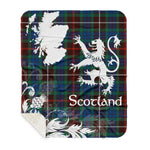 Sherpa Blanket - Tartan Blanket Thistle and Lion Scottish Clan Fraser Hunting Ancient Plaid Blanket, plaid sherpa blanket queen,purple sherpa blanket,queen sherpa blanket,queen size sherpa blanket,red sherpa blanket,scottish tartan blankets,sherpa blanket,sherpa christmas blanket