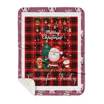 Personalized Gift Tartan Plaid Blanket Clan Cunningham With Funny Santa Snowman Reindeer Merry Christmas Gift Sherpa Blanket, blue plaid sherpa blanket,blue tartan sherpa blanket,Buchan,buffalo plaid sherpa blanket,christmas sherpa blanket,Christmas Throw Blanket