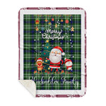 Personalized Gift Tartan Plaid Blanket Clan Blackadder With Funny Santa Snowman Reindeer Merry Christmas Gift Sherpa Blanket, blue plaid sherpa blanket,blue tartan sherpa blanket,Buchan,buffalo plaid sherpa blanket,christmas sherpa blanket,Christmas Throw Blanket