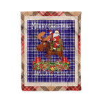 Personalized Gift Plaid Tartan Blanket Clan Allardice With Moose Lover Xmas Gift Santa Riding Christmas Fleece Blanket