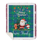 Personalized Gift Tartan Plaid Blanket Clan Irvine Ancient With Funny Santa Snowman Reindeer Merry Christmas Gift Sherpa Blanket, blue plaid sherpa blanket,blue tartan sherpa blanket,Buchan,buffalo plaid sherpa blanket,christmas sherpa blanket,Christmas Throw Blanket
