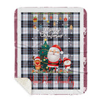 Personalized Gift Tartan Plaid Blanket Clan MacRae Dress Modern With Funny Santa Snowman Reindeer Merry Christmas Gift Sherpa Blanket, blue plaid sherpa blanket,blue tartan sherpa blanket,Buchan,buffalo plaid sherpa blanket,christmas sherpa blanket,Christmas Throw Blanket