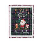 Personalized Gift Tartan Plaid Blanket Clan Rose Hunting Modern With Funny Santa Snowman Reindeer Merry Christmas Fleece Blanket, Home Living Room, Plaid Blanket, Tartan Blanket, Scottish Blanket, Buffalo fleece blanket, Christmas Blanket