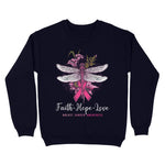 Faith Hope Love Breast Cancer Awareness Dragonfly Art Gifts Breast Cancer Awareness Sweatshirt - Scotstee Shop