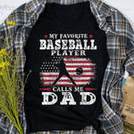 Father's Day Shirt Mens Favorite Baseball Player Calls Me Dad USA Flag Shirt - Scotstee Shop