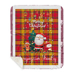 Personalized Gift Tartan Plaid Blanket Clan Scrymgeour With Funny Santa Snowman Reindeer Merry Christmas Gift Sherpa Blanket, blue plaid sherpa blanket,blue tartan sherpa blanket,Buchan,buffalo plaid sherpa blanket,christmas sherpa blanket,Christmas Throw Blanket