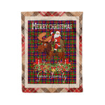 Personalized Gift Plaid Tartan Blanket Clan Gow With Moose Lover Xmas Gift Santa Riding Christmas Fleece Blanket