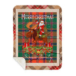 Personalized Gift Plaid Tartan Blanket Clan Stewart of Appin Ancient With Moose Lover Xmas Gift Santa Riding Buffalo Plaid Christmas Sherpa Blanket