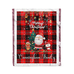 Personalized Gift Tartan Plaid Blanket Clan Cunningham Modern With Funny Santa Snowman Reindeer Merry Christmas Fleece Blanket, Home Living Room, Plaid Blanket, Tartan Blanket, Scottish Blanket, Buffalo fleece blanket, Christmas Blanket