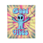 Scotstee Shop - Scotstee Shop Blanket Good Vibes Alien Tie Dye Hippie Fleece Blanket