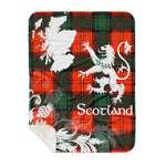 Sherpa Blanket - Tartan Blanket Thistle and Lion Scottish Clan Cruickshanks Plaid Blanket, plaid sherpa blanket queen,purple sherpa blanket,queen sherpa blanket,queen size sherpa blanket,red sherpa blanket,scottish tartan blankets,sherpa blanket,sherpa christmas blanket