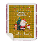 Personalized Gift Tartan Plaid Blanket Clan Houston With Funny Santa Snowman Reindeer Merry Christmas Gift Sherpa Blanket, blue plaid sherpa blanket,blue tartan sherpa blanket,Buchan,buffalo plaid sherpa blanket,christmas sherpa blanket,Christmas Throw Blanket