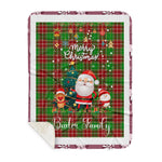 Personalized Gift Tartan Plaid Blanket Clan Baxter Modern With Funny Santa Snowman Reindeer Merry Christmas Gift Sherpa Blanket, blue plaid sherpa blanket,blue tartan sherpa blanket,Buchan,buffalo plaid sherpa blanket,christmas sherpa blanket,Christmas Throw Blanket