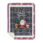 Personalized Gift Tartan Plaid Blanket Clan MacDowall With Funny Santa Snowman Reindeer Merry Christmas Gift Sherpa Blanket, blue plaid sherpa blanket,blue tartan sherpa blanket,Buchan,buffalo plaid sherpa blanket,christmas sherpa blanket,Christmas Throw Blanket