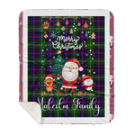 Personalized Gift Tartan Plaid Blanket Clan Malcolm With Funny Santa Snowman Reindeer Merry Christmas Gift Sherpa Blanket, blue plaid sherpa blanket,blue tartan sherpa blanket,Buchan,buffalo plaid sherpa blanket,christmas sherpa blanket,Christmas Throw Blanket