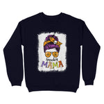 Standard Crew Neck Sweatshirt - Spooky Mama Halloween Messy Bun Hair Skull Spooky Mom Funny - Scotstee Shop