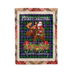 Personalized Gift Plaid Tartan Blanket Clan Hunter With Moose Lover Xmas Gift Santa Riding Christmas Fleece Blanket
