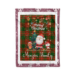 Personalized Gift Tartan Plaid Blanket Clan Menzies With Funny Santa Snowman Reindeer Merry Christmas Fleece Blanket, Home Living Room, Plaid Blanket, Tartan Blanket, Scottish Blanket, Buffalo fleece blanket, Christmas Blanket