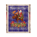 Personalized Gift Plaid Tartan Blanket Clan Ochterlony With Moose Lover Xmas Gift Santa Riding Christmas Fleece Blanket