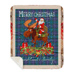 Personalized Gift Plaid Tartan Blanket Clan Sandilands Modern With Moose Lover Xmas Gift Santa Riding Buffalo Plaid Christmas Sherpa Blanket