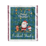 Personalized Gift Tartan Plaid Blanket Clan Lockhart Ancient With Funny Santa Snowman Reindeer Merry Christmas Fleece Blanket, Home Living Room, Plaid Blanket, Tartan Blanket, Scottish Blanket, Buffalo fleece blanket, Christmas Blanket