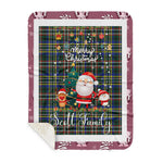 Personalized Gift Tartan Plaid Blanket Clan Scott Green Modern With Funny Santa Snowman Reindeer Merry Christmas Gift Sherpa Blanket, blue plaid sherpa blanket,blue tartan sherpa blanket,Buchan,buffalo plaid sherpa blanket,christmas sherpa blanket,Christmas Throw Blanket