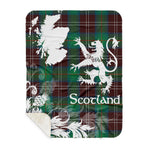 Sherpa Blanket - Tartan Blanket Thistle and Lion Scottish Clan Chisholm Hunting Ancient Plaid Blanket, plaid sherpa blanket queen,purple sherpa blanket,queen sherpa blanket,queen size sherpa blanket,red sherpa blanket,scottish tartan blankets,sherpa blanket,sherpa christmas blanket
