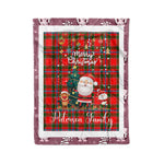 Personalized Gift Tartan Plaid Blanket Clan Paterson Red With Funny Santa Snowman Reindeer Merry Christmas Fleece Blanket, Home Living Room, Plaid Blanket, Tartan Blanket, Scottish Blanket, Buffalo fleece blanket, Christmas Blanket