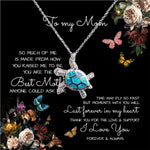 To My Mom Time May Fly , Mother's Day Sea Turtle Necklace
