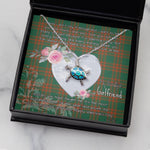 Sea Turtle Necklace Gift for My Beautiful Girlfriend Valentines Necklace Clan Menzies Green Ancient Tartan Blue Turtle Necklace