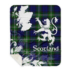 Sherpa Blanket - Tartan Blanket Thistle and Lion Scottish Clan Meldrum Plaid Blanket, plaid sherpa blanket queen,purple sherpa blanket,queen sherpa blanket,queen size sherpa blanket,red sherpa blanket,scottish tartan blankets,sherpa blanket,sherpa christmas blanket