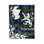 Scotstee Shop Tartan Plaid Fleece Blankets Thistle and Lion Scottish Clan MacThomas Plaid Blanket