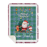 Personalized Gift Tartan Plaid Blanket Clan Irvine With Funny Santa Snowman Reindeer Merry Christmas Gift Sherpa Blanket, blue plaid sherpa blanket,blue tartan sherpa blanket,Buchan,buffalo plaid sherpa blanket,christmas sherpa blanket,Christmas Throw Blanket