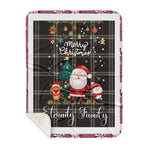 Personalized Gift Tartan Plaid Blanket Clan Eternity With Funny Santa Snowman Reindeer Merry Christmas Gift Sherpa Blanket, blue plaid sherpa blanket,blue tartan sherpa blanket,Buchan,buffalo plaid sherpa blanket,christmas sherpa blanket,Christmas Throw Blanket