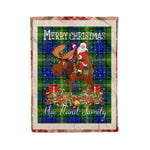 Personalized Gift Plaid Tartan Blanket Clan MaiTland With Moose Lover Xmas Gift Santa Riding Christmas Fleece Blanket