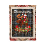 Personalized Gift Plaid Tartan Blanket Clan Blackwatch Weathered With Moose Lover Xmas Gift Santa Riding Christmas Fleece Blanket